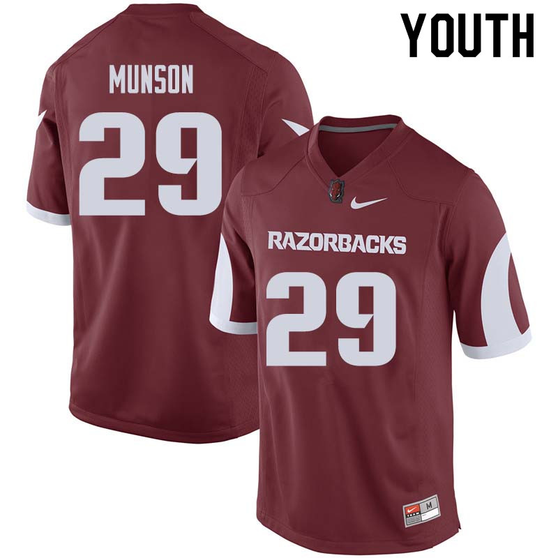 Youth #29 Derrick Munson Arkansas Razorback College Football Jerseys Sale-Cardinal